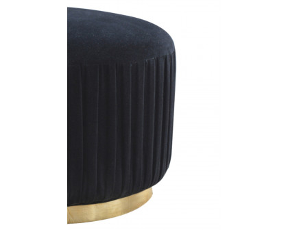 Artisan Footstool with Base - Cotton Velvet, Black, Gold