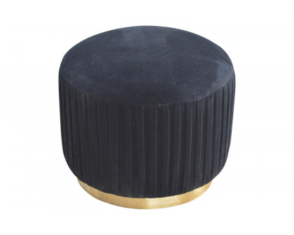 Artisan Footstool with Base - Cotton Velvet, Black, Gold