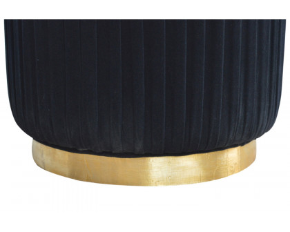 Artisan Footstool with Base - Cotton Velvet, Black, Gold