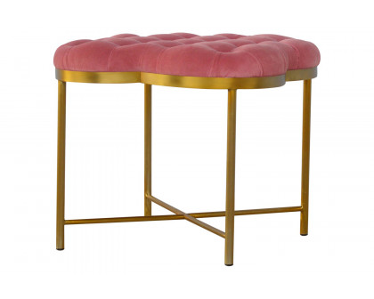 Artisan Deep Button Velvet Footstool - Pink