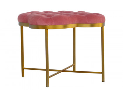 Artisan Deep Button Velvet Footstool - Pink