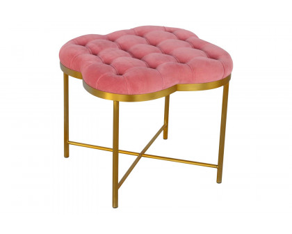 Artisan Deep Button Velvet Footstool - Pink