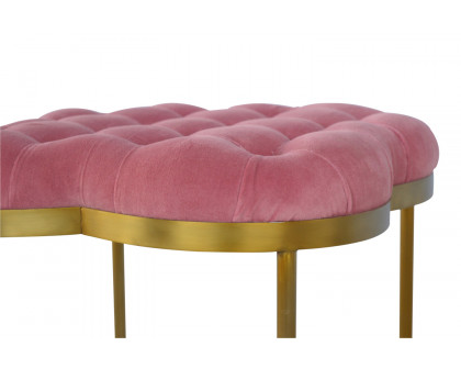 Artisan Deep Button Velvet Footstool - Pink