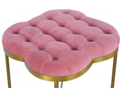 Artisan Deep Button Velvet Footstool - Pink