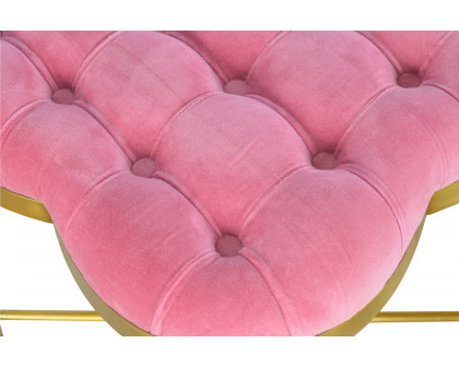 Artisan Deep Button Velvet Footstool - Pink