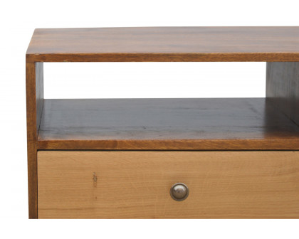 Artisan - Solid Wood Media Unit with 2 Open Slots and 2 Oak Wood Front Drawers