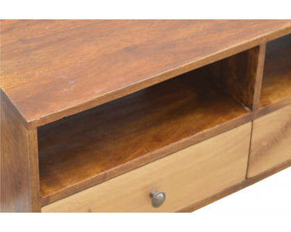 Artisan - Solid Wood Media Unit with 2 Open Slots and 2 Oak Wood Front Drawers