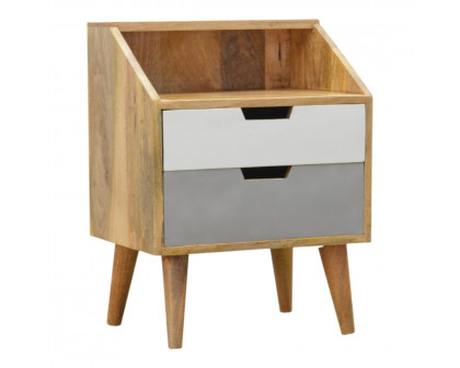 Artisan - Raised Nightstand Table in White/Gray