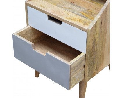 Artisan - Raised Nightstand Table in White/Gray