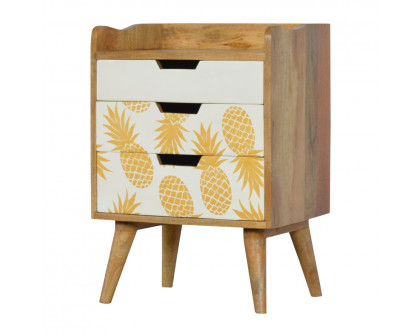 Artisan - Pineapple Screen Printed Nightstand in Oak-Ish