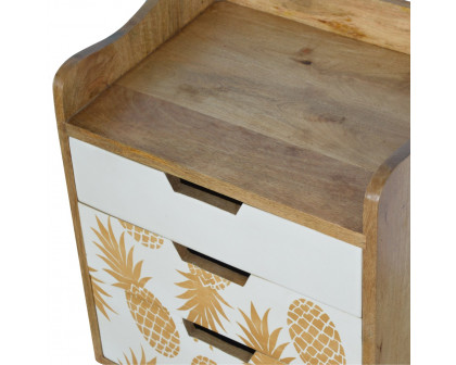 Artisan - Pineapple Screen Printed Nightstand in Oak-Ish