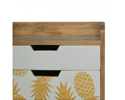 Artisan - Pineapple Screen Printed Nightstand in Oak-Ish