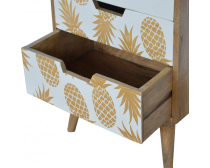 Artisan - Pineapple Screen Printed Nightstand in Oak-Ish