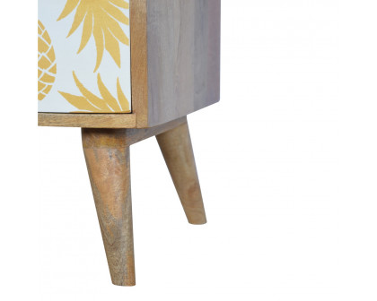 Artisan - Pineapple Screen Printed Nightstand in Oak-Ish