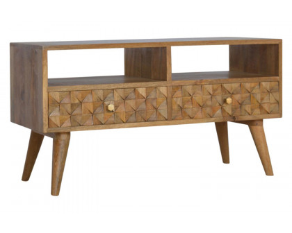 Artisan Diamond Carved TV Unit - Oak-ish