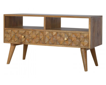 Artisan Diamond Carved TV Unit - Oak-ish