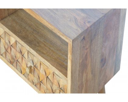 Artisan Diamond Carved TV Unit - Oak-ish