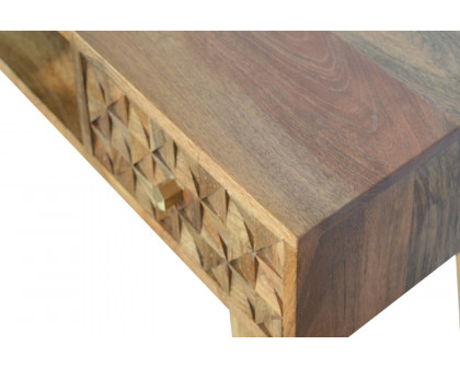 Artisan Diamond Carved Writing Desk - Oak-ish