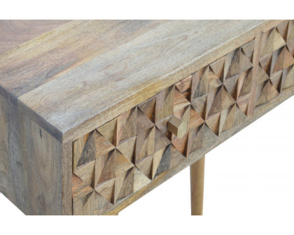 Artisan Diamond Carved Console Table - Oak-ish