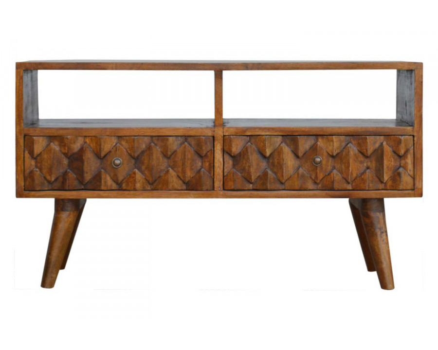 Artisan - Pineapple Carved Media Unit in Chestnut