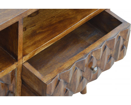 Artisan - Pineapple Carved Media Unit in Chestnut