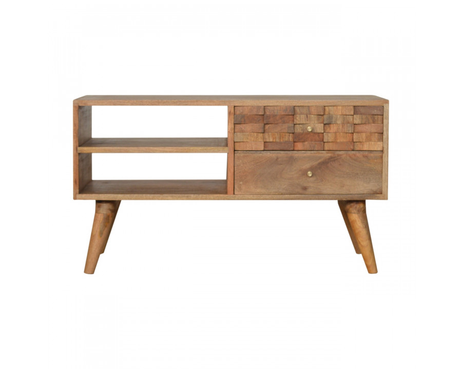 Artisan - Tile Carved TV Unit in Oak-Ish