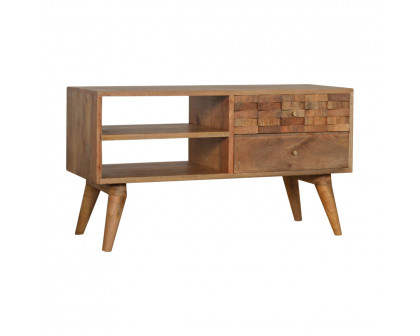 Artisan - Tile Carved TV Unit in Oak-Ish