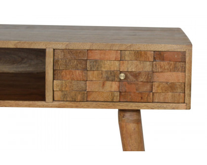 Artisan Tile Carved Writing Desk - Oak-ish