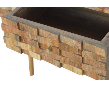 Artisan Tile Carved Console Table - Oak-ish