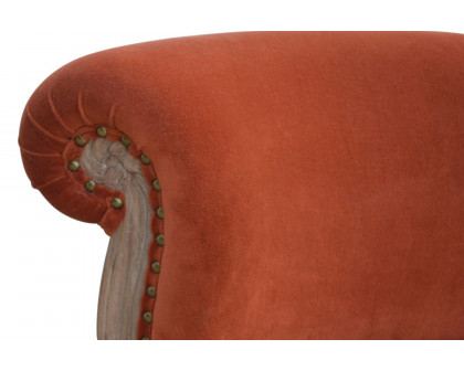 Artisan Studded Chair - Velvet, Brick Red