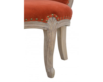 Artisan Studded Chair - Velvet, Brick Red