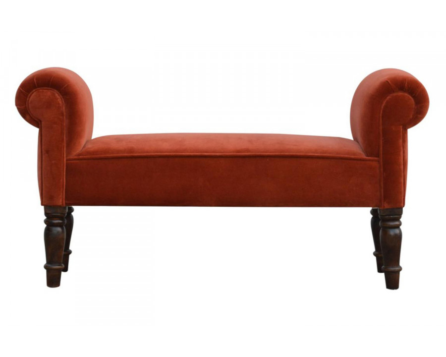 Artisan Bedroom Bench - Brick Red, Velvet