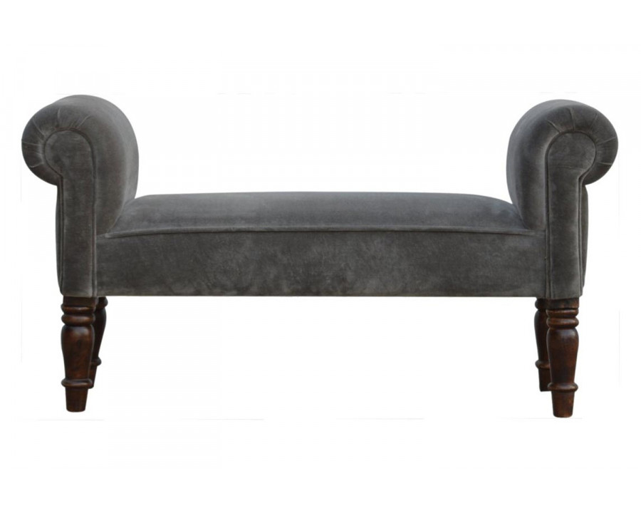 Artisan Bedroom Bench - Gray, Velvet