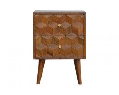 Artisan - Cube Carved Bedside with 2 Drawers