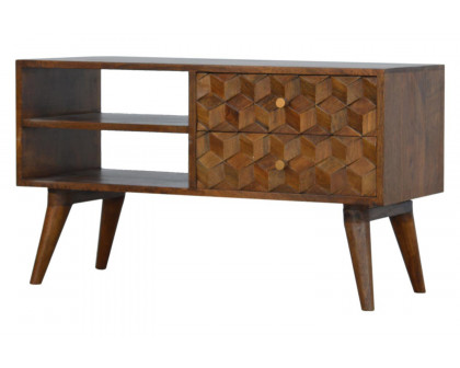 Artisan Cube Carved Media Unit - Chestnut