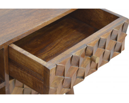 Artisan Cube Carved Media Unit - Chestnut