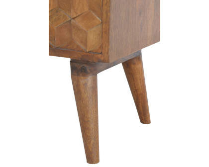 Artisan Cube Carved Media Unit - Chestnut