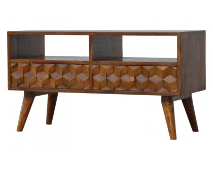 Artisan - Cube Carved TV Unit in Chestnut