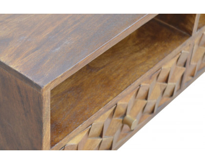 Artisan - Cube Carved TV Unit in Chestnut