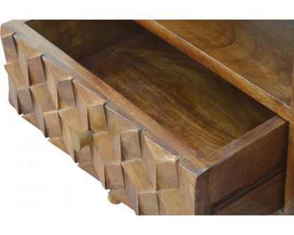 Artisan - Cube Carved TV Unit in Chestnut