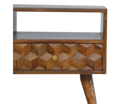 Artisan - Cube Carved TV Unit in Chestnut