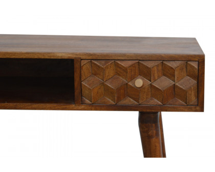 Artisan Cube Carved Writing Desk - Chestnut