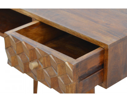 Artisan Cube Carved Writing Desk - Chestnut