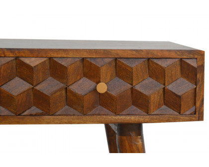 Artisan Cube Carved Console Table - Chestnut