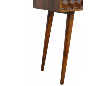 Artisan Cube Carved Console Table - Chestnut