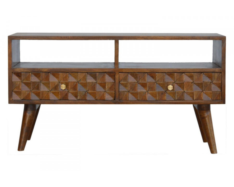 Artisan Diamond Carved TV Unit - Chestnut