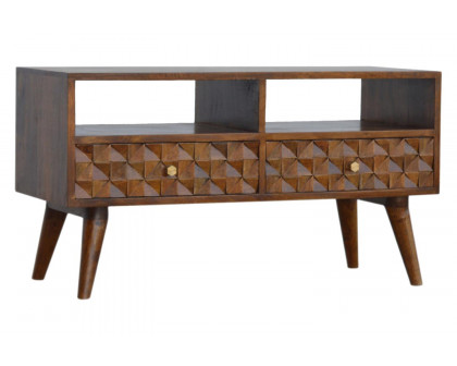 Artisan Diamond Carved TV Unit - Chestnut