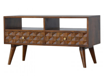 Artisan Diamond Carved TV Unit - Chestnut