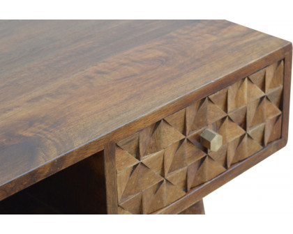 Artisan Diamond Carved Writing Desk - Chestnut