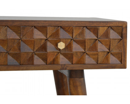 Artisan Diamond Carved Console Table - Chestnut